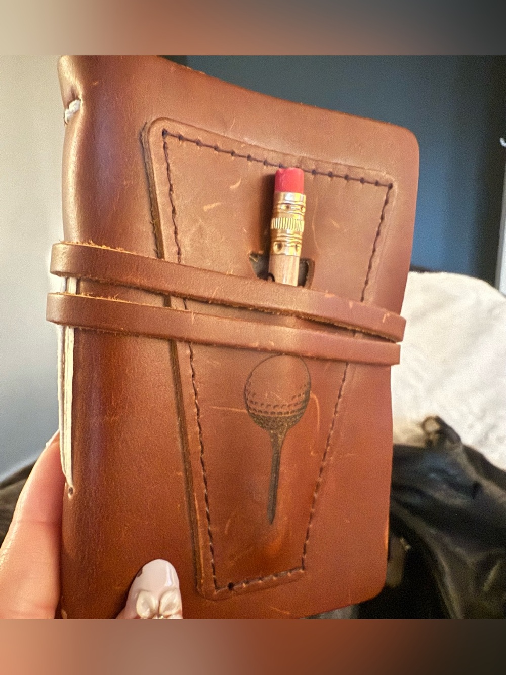 Leather Rustico Golf Log Book with Pocket